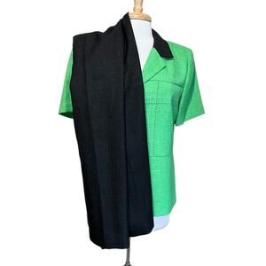 KORET Womens 14 Lime Green Black Top Pants Set 2 Pc Outfit Set Career Travel